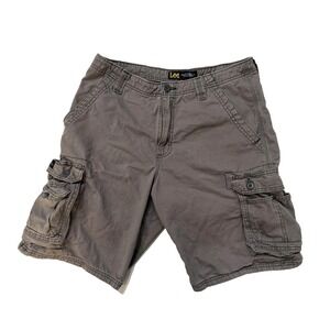 Lee Cargo Shorts Mens 32 Gray 100% Cotton Multi Pocket Utility Outdoor Gorpcore